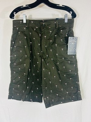 Men's Size 30 Cargo Supplies Trilogy Martini Glass Print Bermuda Shorts Travel