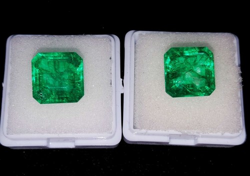 Natural Emerald Pair 18 Ct Colombian Certified Loose Gemstone Emerald Gem NSAE2 - Picture 14 of 15