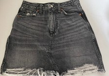 abercrombie and fitch zoe natural rise vintage a line denim skirt Distressed