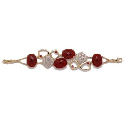 Lucent made with Swarovski Zirconia Sterling Silver Red Agate Gemstone Bracelet