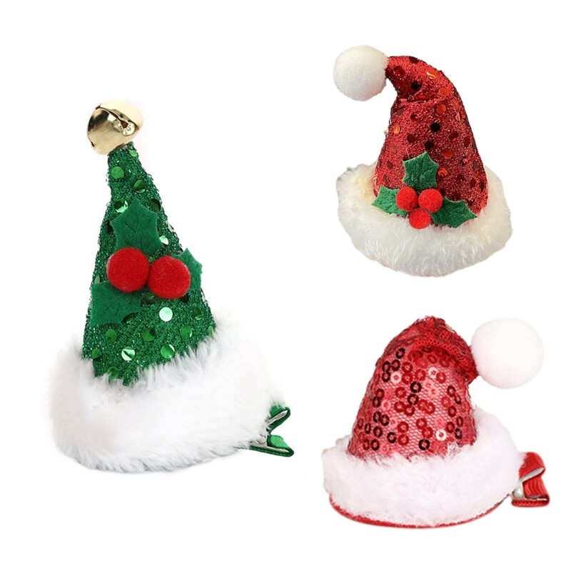 Mini Christmas Hat Hairpin for Girls Braids Carnival Photography Accessory