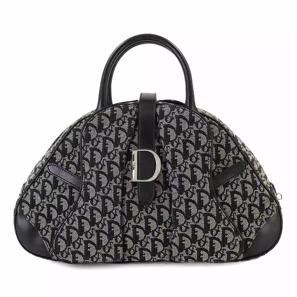 Sac à main Christian Dior Trotter double selle toile cuir noir 90255218