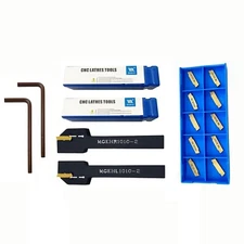 10mm Left hand+right hand Lathe Turning Tool Holder with 10* 2mm Cut off Inserts