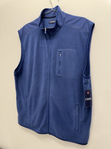 Chaps Micro Fleece Full Zip Sweater Vest Mens 2XL Bali Blue NEW - Picture 5 of 8