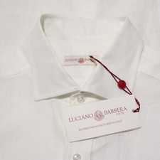 Luciano Barbera NWD Casual Button Down Shirt Size Medium in White 100 Linen