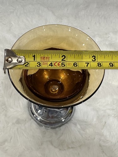 Farber Bros Krome Kraft Art Deco Amber Cambridge Glass Liquor Fruit Dessert 5 - 第 7/7 張圖片
