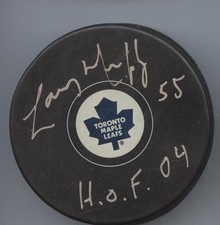 LARRY MURPHY SIGNED INSCRIBED TORONTO MAPLE LEAFS HOCKEY PUCK w/ COA HOF 04