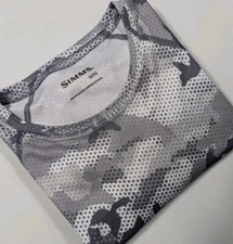 Simms Challenger Solar Tech Jersey Hex Flo Camo Steel UPF 30 Men's Medium 