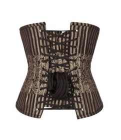 New CORSETS QUEEN Elenek Longline Underbust Corset 36" USA Size 16-18 Brown Gold