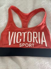 NWOT Victorias Secret Sport The Player Sports Bra XS Orange Black Logo Athletic