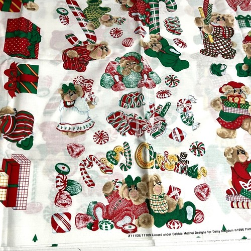 Vintage Daisy Kingdom Christmas Bears Fabric 1996 Cotton Quilting Material 2 yar - Picture 6 of 6