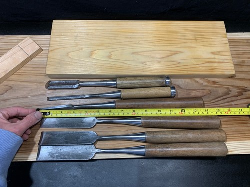 OLD/ Japanese Gouge and Round Chisel set / 6 chisels / Sharpening needed - Picture 2 of 24