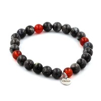 Armband Perlen Labradorit Und Roter Achat 8 Mm. Hergestellt In Frankreich.