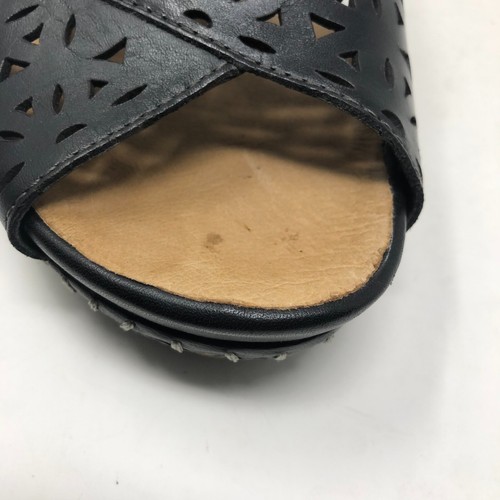Earth Aries Wedge Sandal Womens 7.5 Black Vegan Leather Cut Out Whimsigoth - Picture 12 of 15