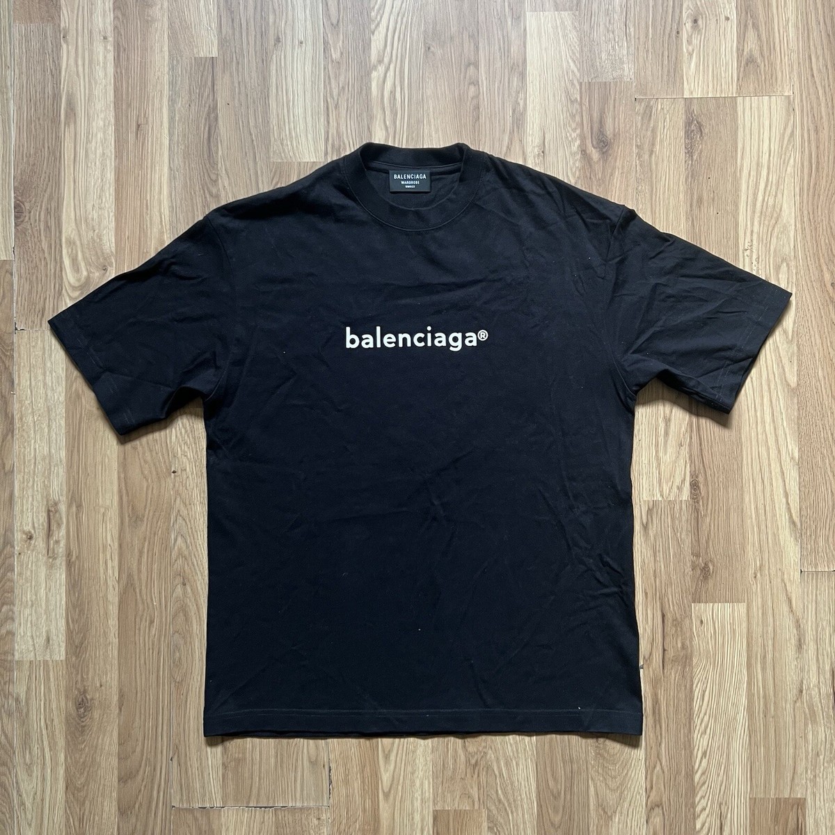 【美品】Balenciaga authentic tee size s BALENCIAGA UNISEX BLACK COTTON WHITE LOGO PRINT T SHIRT Size XS | eBay