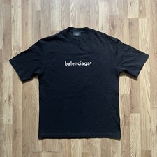 BALENCIAGA UNISEX  BLACK COTTON WHITE LOGO PR...