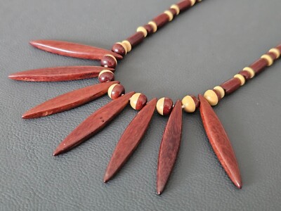 Handmade African Tuareg Wood Necklace Jewelry Gypsy