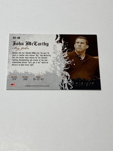 BIG JOHN TRADING CARD 2008 Donruss Americana Ring Kings #248/500 UFC JUDGE - Picture 2 of 3