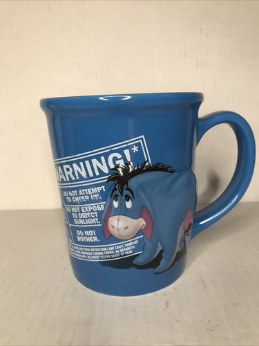 Disney Store Eeyore Blue 3D Coffee Tea Mug Cup Embossed Winnie The Pooh RARE - Picture 2 of 6