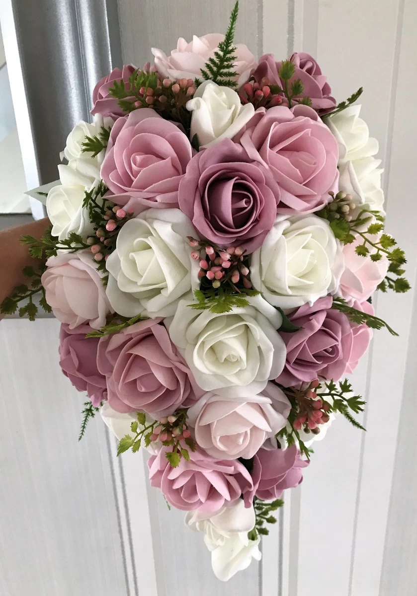 Ivory pearl celery wedding bouquet of buttons