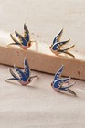 Sterling Silver Blue Swallow Bird Stud Earrings S925 Animal Jewellery Women Gift