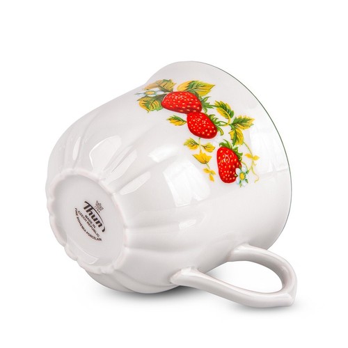 Garden Berry Porcelain Teacup Saucer Strawberry Cherry Czech Tea Cup 7.6 fl oz - Bild 4 von 14