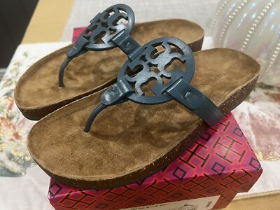 NEW Tory Burch Womens Miller Cloud Sandals Size Brisk Blue