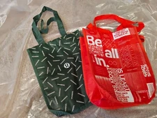 Lot of 2 - Lululemon Small Reusable Shopping Tote Bags - White & ⚡green