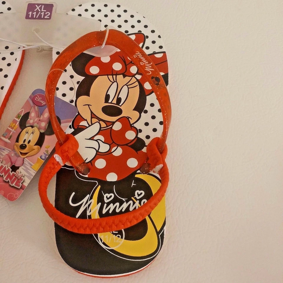 Chanclas Sandalias Minnie Mouse Niñas Zapatos XL 11/12 Disney Tacón Correa Lunares Foto 2 de 4