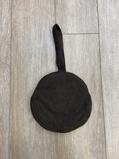 Vintage 1940s Corde Faille Dark Brown Round Purse Hand Bag Clutch AS IS