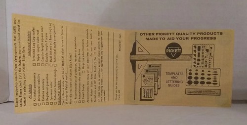 Pickett All Metal Pocket Slide Rule Belt Clip Inst. Book VG Used - Picture 10 of 14
