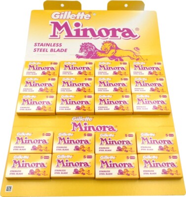 100 Gillette Minora Stainless DE double edge razor blades | eBay