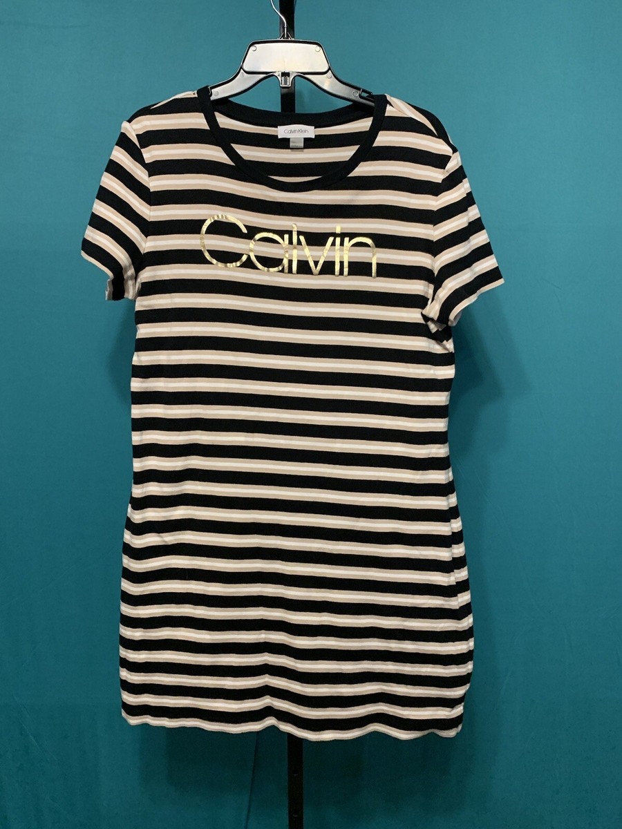 Calvin Klein Knit T-shirt Dress Y2K CK Cotton Sz Xl