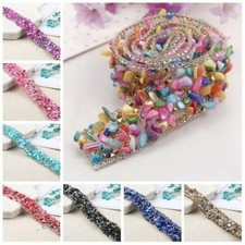 50CM Crystal Rivet Stone Ribbon Trimming Edging Strap Sewing Costume DIY Crafts