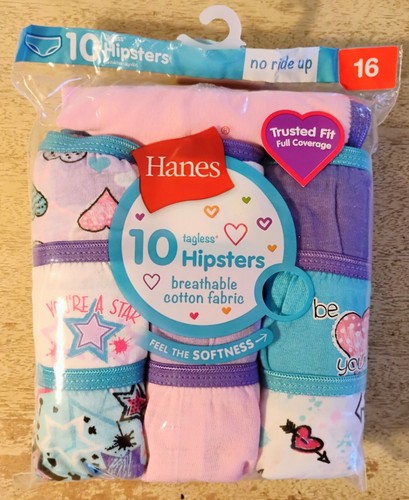 Hanes Girls' Tagless Hipsters, No Ride Up, Choose Your Type/Size, 10 or 14 Pack - Picture 5 of 10