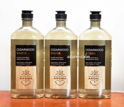 Bath Body Works Aromatherapy CEDARWOOD SAUNA Body Wash Shower Gel 10 ozs x 3
