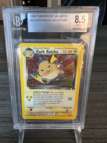 Dark Raichu (Unlimited) graded BGS 8.5 for sale on eBay