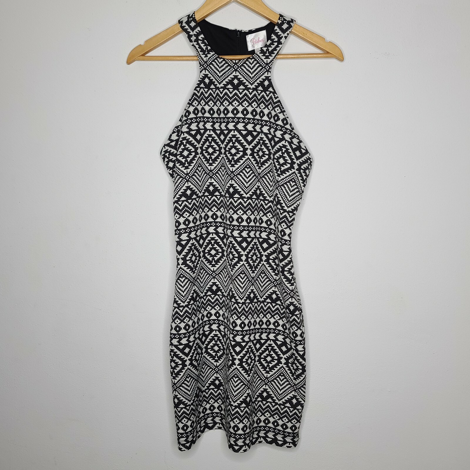Parker Small Black White Patterned Sleeveless Zip… - image 2