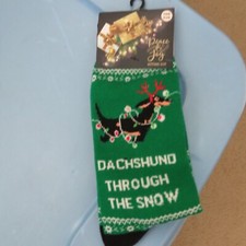 NOVELTY Dachshund Through the Snow Men's Christmas Holiday Socks NEW