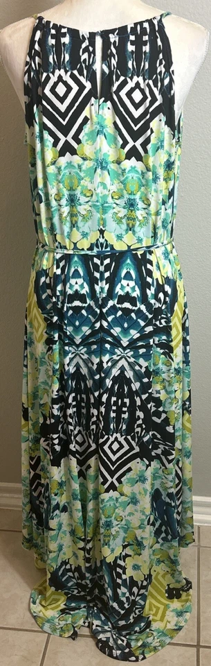 New York & Company Sleeveless Multi Color Stretch Hi Lo Maxi Dress Size L 12/14 - Imagem 2 de 4
