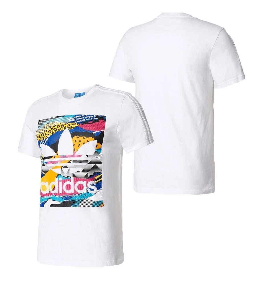 bespotten Rafflesia Arnoldi Dag New Adidas Original Men Los Angeles Box Graphic Tees White colorful shirt  BK7693 | eBay