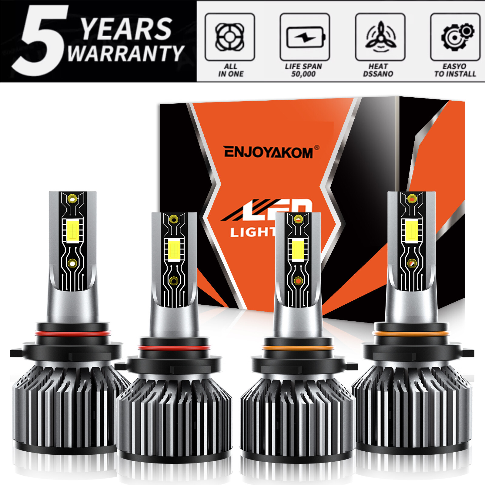 4x LED Headlight Kit Combo Bulbs 9005 9006 Hi Lo Beam For Isuzu Hombre 1996-2000