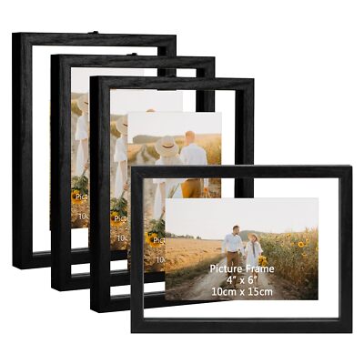 4x6 Floating Picture Frames Set Of 4 Black Rustic Picture Frame 4 X 6 For Wall H