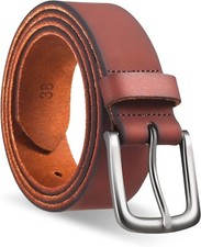 Lhelca Men's Genuine Leather Casual Every Day Jeans Belts 100 Italian 38