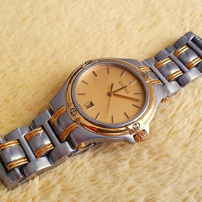 Gucci 9040M 18K Gold Plated Two Tone Men's/Women's Watch (a167) | eBay