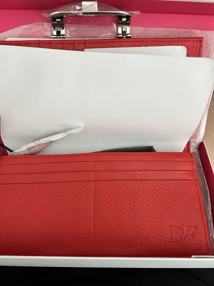 Diane Von Furstenberg LG Harper Wallet Pop Orange NEW - Image 4 of 4