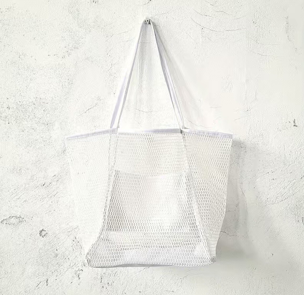 Hoxis Beach Bag White Mesh Tote Bag 23L Tote Bags For Women With