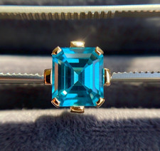 3 Ct Designer Blue Asscher Cut Diamond VVS1 Ring Lab Grown Certified Gemstone