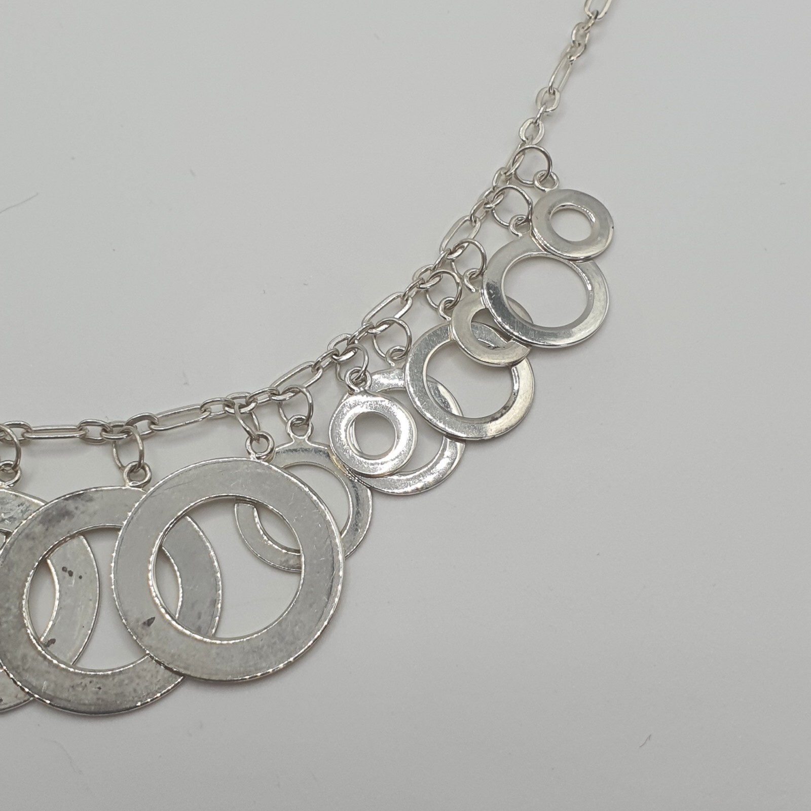 Photo 6 of 925 Sterling Silver Necklace With Circles On 16inch Chain, N35