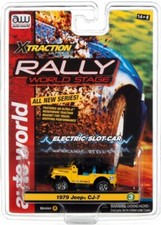 AUTO WORLD XTRACTION RALLY '79 JEEP CJ-7 Yellow HO SCALE SLOT CAR - MOC
